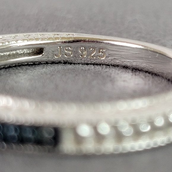 Set of 3 Sparkling Silver & Multi Color Sapphire Stackable Bands - Picture 9 of 10